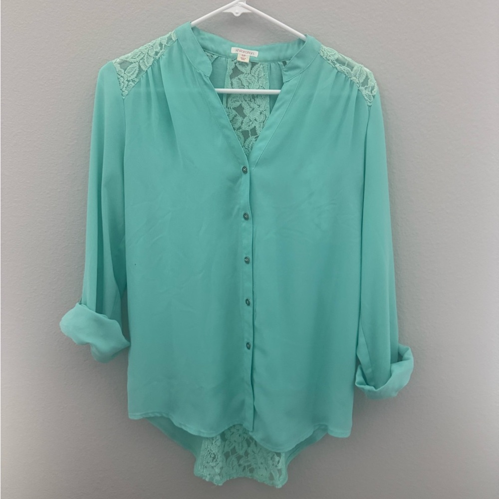 Xhilaration Aqua Lace Blouse
